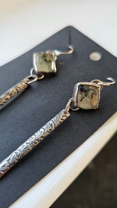 Diamond Prehnite Drop Earrings - Spirit Festival Collection