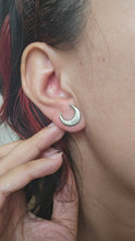 Load image into Gallery viewer, Dark Crescent Studs with Moonstone Pear - Lune Noire Collection
