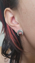 Load image into Gallery viewer, Dark Crescent Studs with Moonstone Pear - Lune Noire Collection
