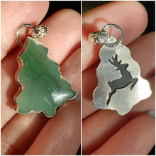 Load image into Gallery viewer, Adventurine Holiday Tree Necklace with Reindeer Back - Winter Collection
