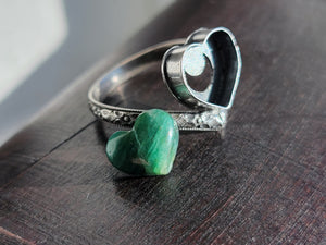 Green Fuchsite Ring - Darkened Hearts Collection (size 6-10)