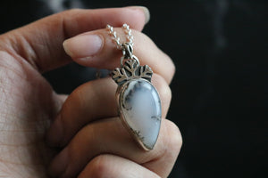 Arctic Wild Snowflake Dendritic Opal Necklace A