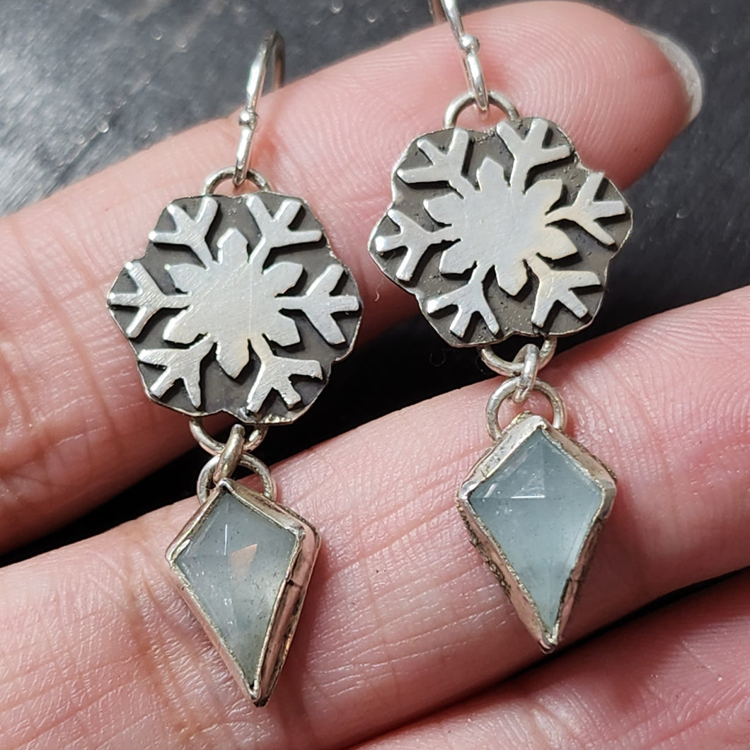 Aquamarine Snowflake Earrings - Stocking Stuffers Collection